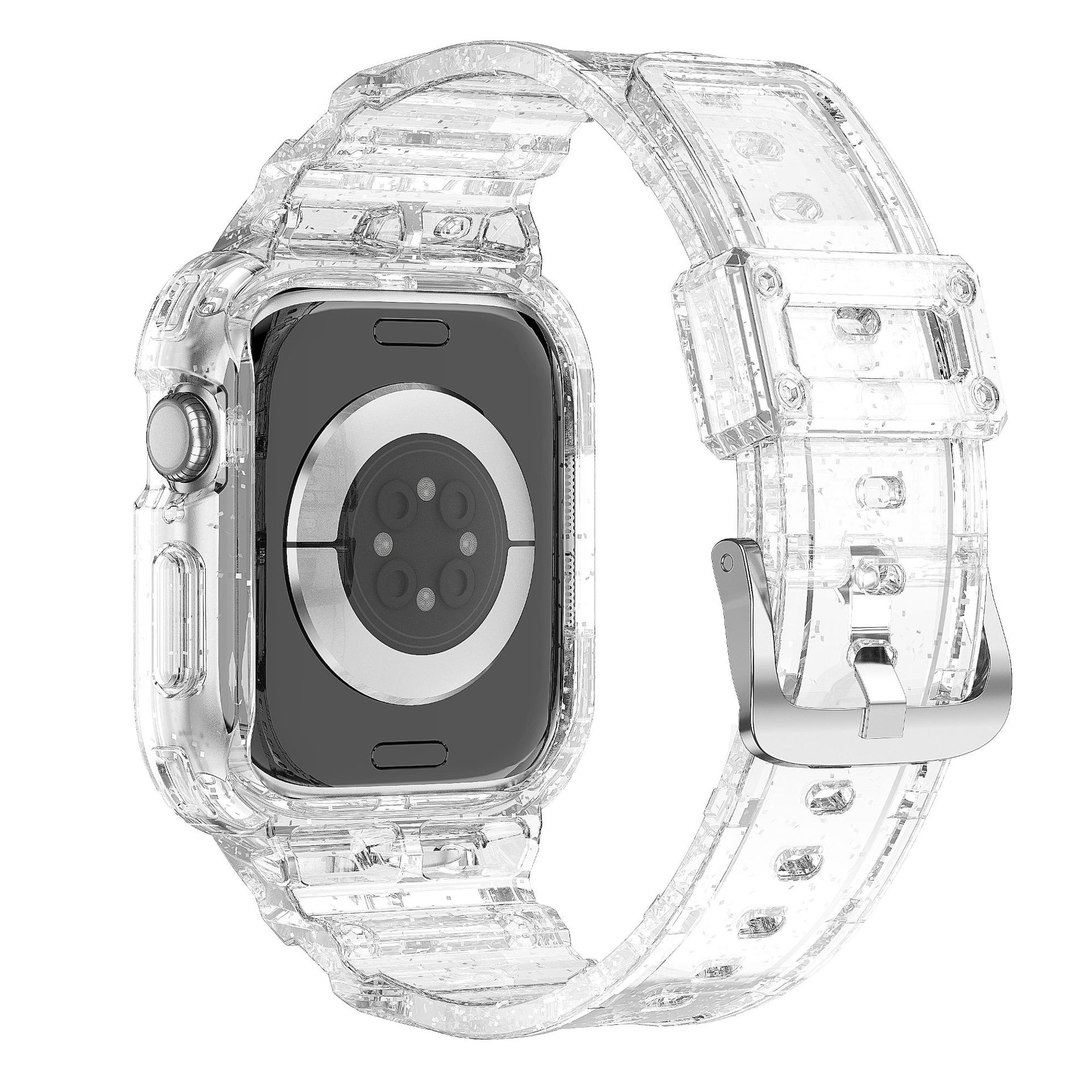 Applicable to the 46mm 10th generation silicone shockproof iwatchS10TPU one-piece strap with transparent glitter undefined