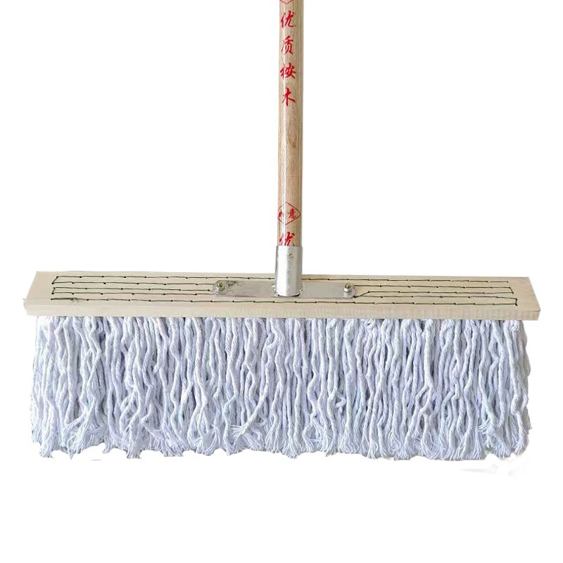 Длинная хлопковая швабра с деревянной ручкой, плоская швабра для удаления пыли, прочная, подходит для использования в лобби, для работы с недвижимостью, на заводах и в мастерских.