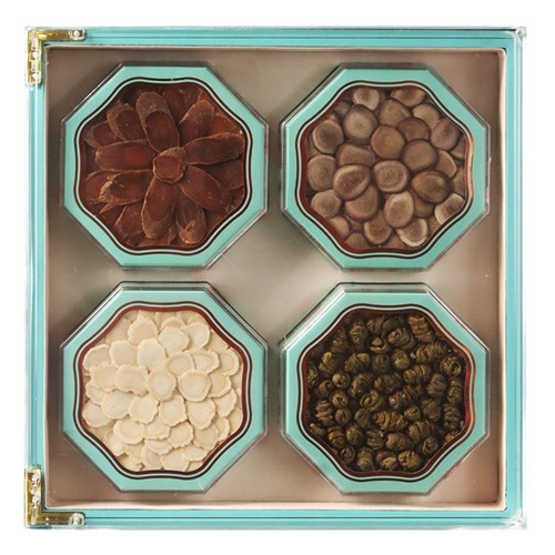 Changbai Mountain Four Treasures Gift Box Set Ginseng Slices Red Ginseng Slices Deer Horn Slices Dendrobium Health Supplements Festival Gift Wholesale