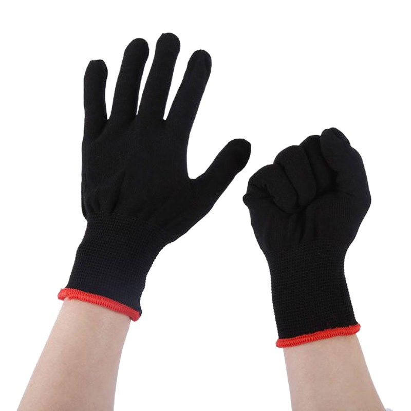 Guantes de seguro laboral transfronterizos, negro de gran tamaño, guantes de nailon de trece agujas, núcleo, sección delgada, manos adhesivas cómodas, fábrica de comercio exterior al por mayor