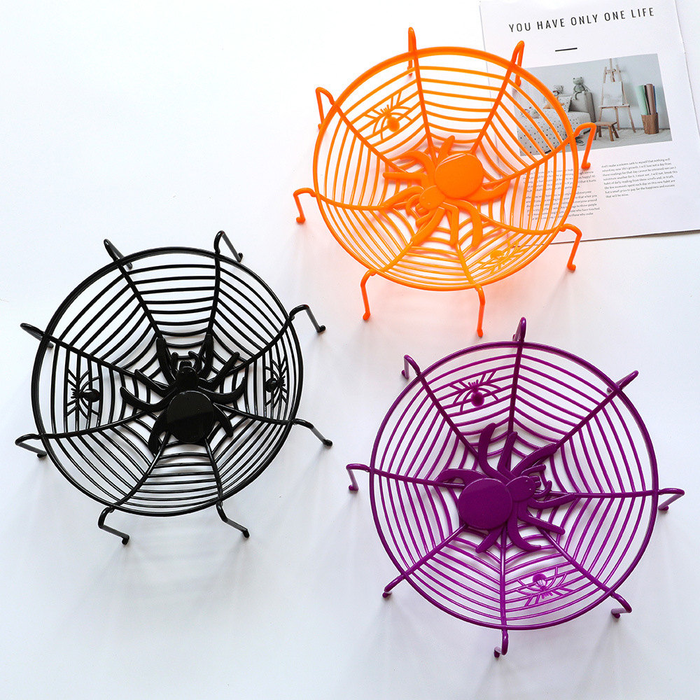 Cesta de frutas de araña de Halloween, bandeja de frutas de araña, esqueleto de araña, bandeja de caramelo, decoración de fiestas, props