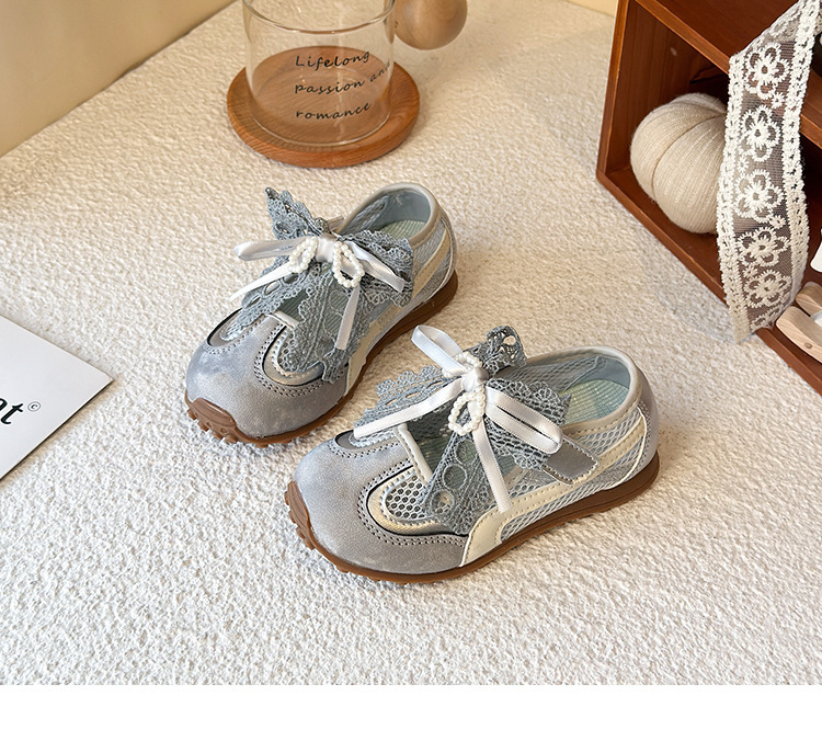 Breathable Mesh Sneakers For Girls With Bow Lightweight Trainers_voghion.com