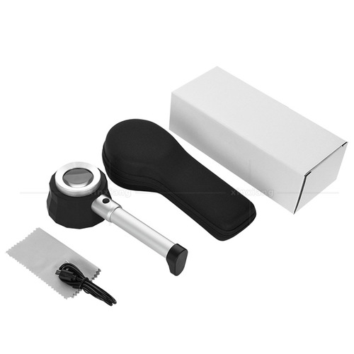 30x aluminum alloy handheld magnifying glass with scale for measuring 3 LED lights optical glass liquor identification