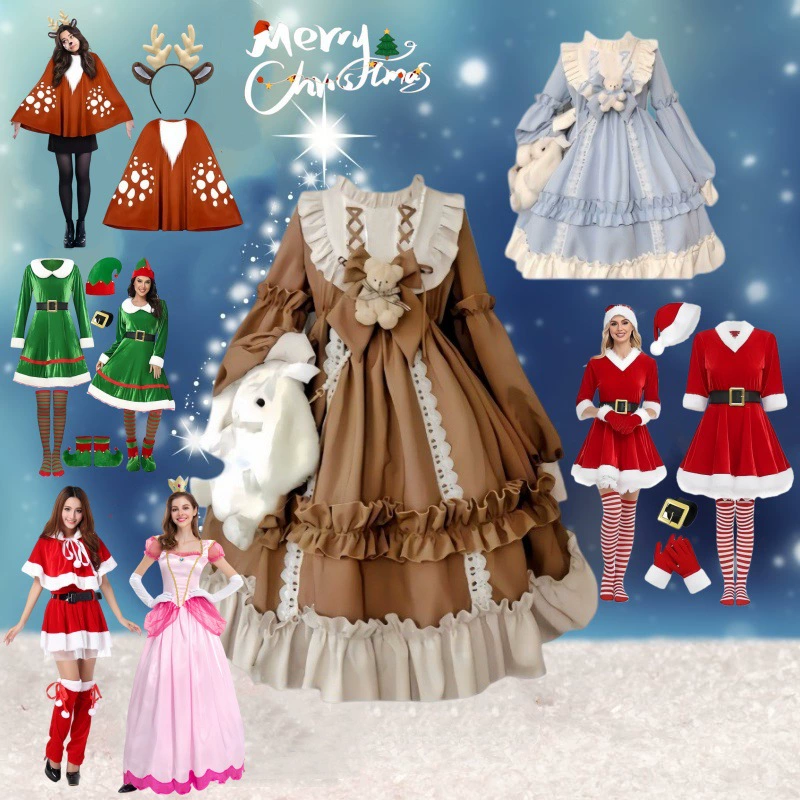 Новогодний наряд горничной: милый и стильный новый костюм принцессы, длинное платье для косплея в стиле Лолита, повседневное платье с длинными рукавами