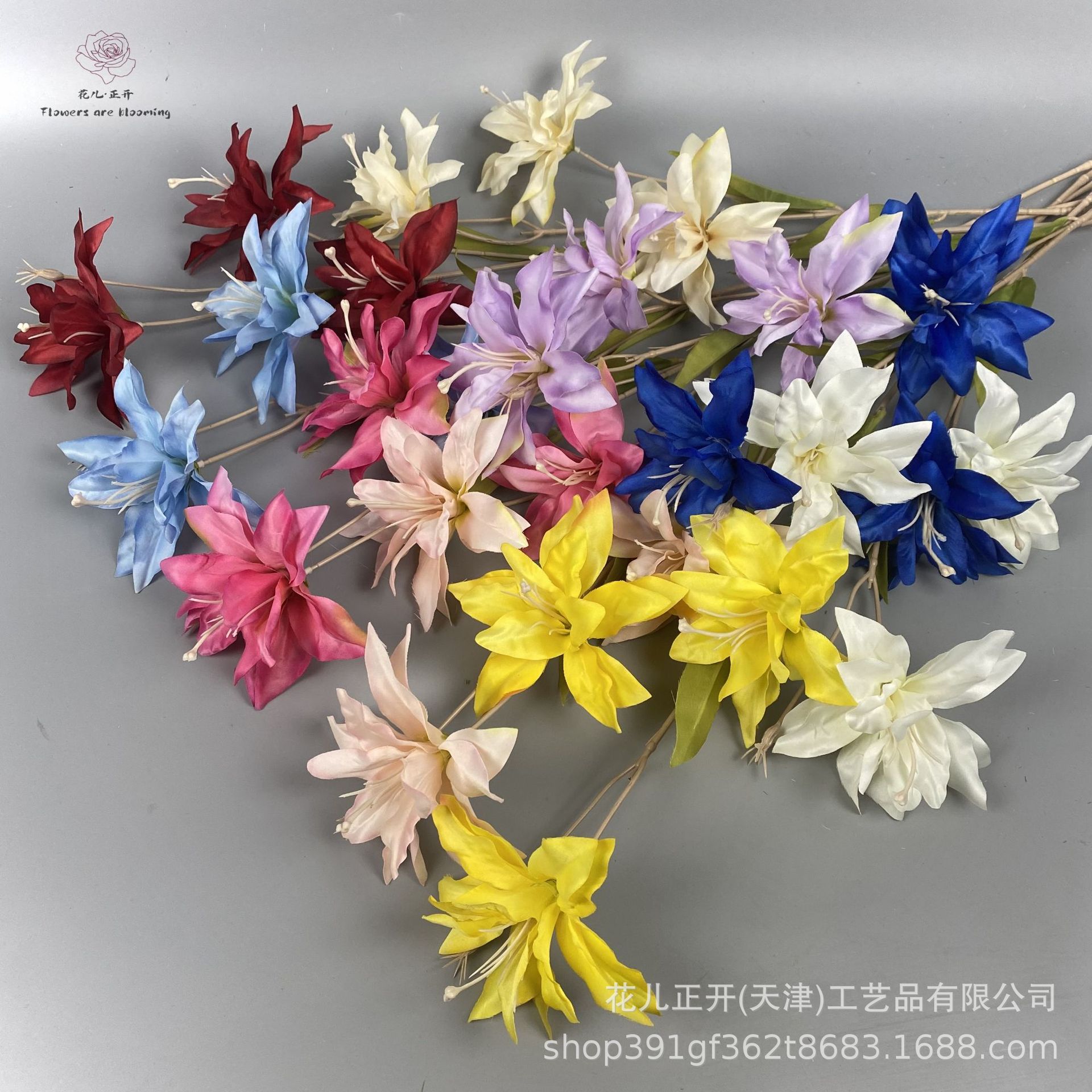 仿真花3头重瓣小百合厂家批发婚庆婚礼堂酒店家居装饰花材花排