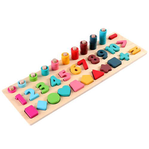 Wooden Five-Number Board for Children, Number Operation, Shape Matching, Magnetic Fishing Blocks, Preschool Educational Toys