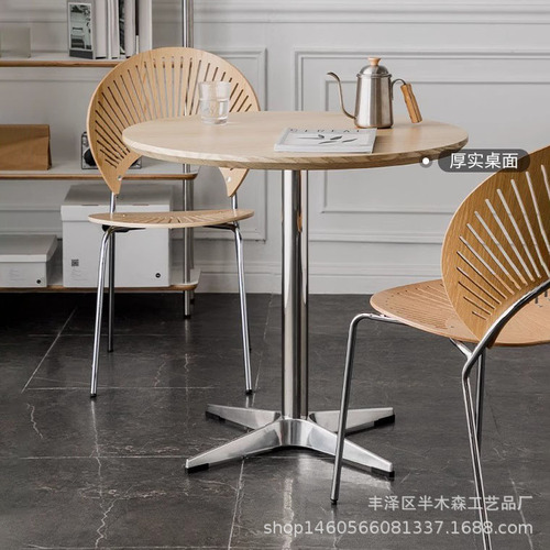 Nordic round casual milk tea and coffee shop tea table wrought iron trendy restaurant small dining table minimalist reception negotiation table