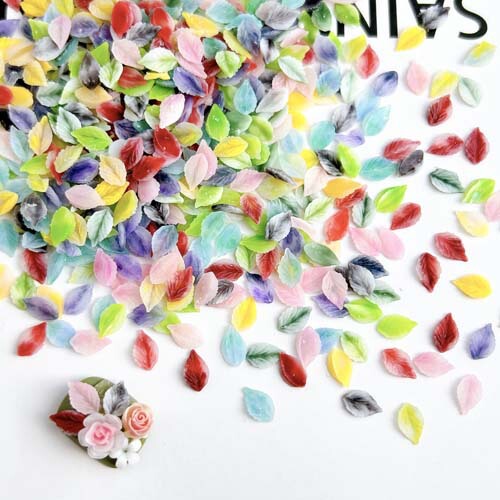 ins new manicure oil painting small leaf Jewelry resin blooming simulation leaf wearing nail accessories material wholesale