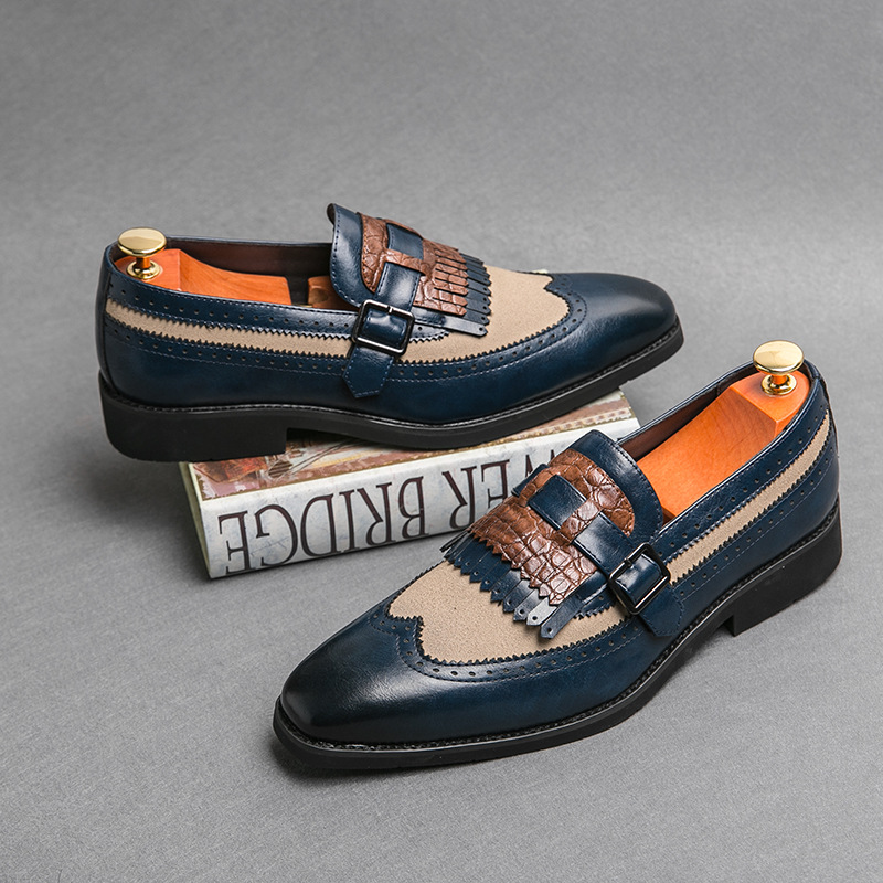 Transfronterizo más el tamaño 46 zapatos de hombre mocasines de borla de brogue estilista de los Hombres estilo británico discoteca moda zapatos de cuero puntiagudos