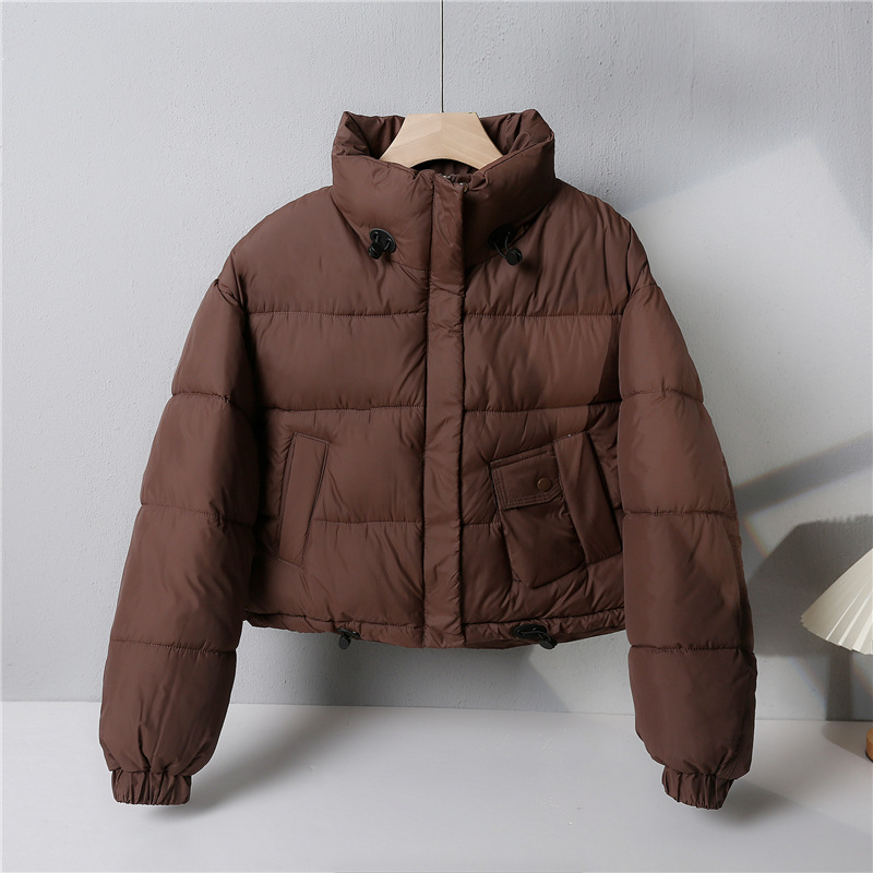América corta pluma de algodón mujer invierno 2024 nueva moda coreana engrosada chaqueta de algodón chaqueta de pan pequeño