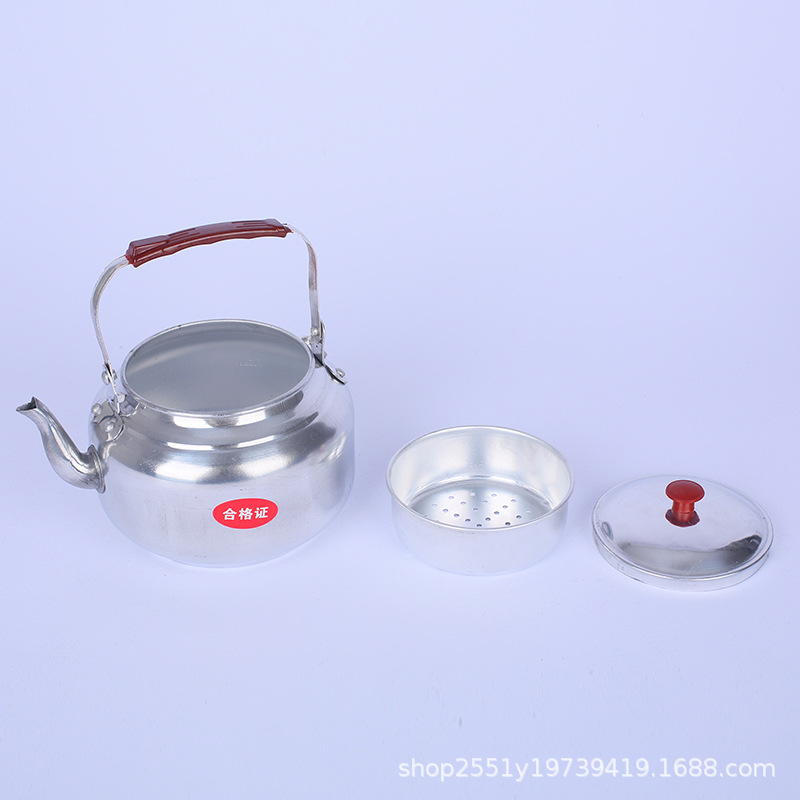 Tetera de aluminio a la antigua tetera de vino caliente tetera mini tetera con pantalla de filtro para restaurante tienda de barbacoa