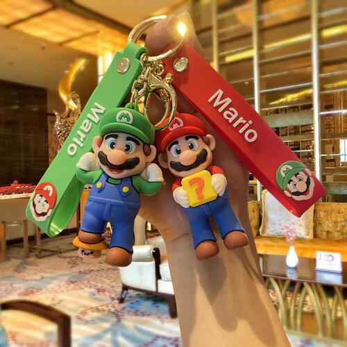 Super Mario Cartoon Keychain Mario 3D Doll School Bag Pendant Car Keychain Boys Small Gift
