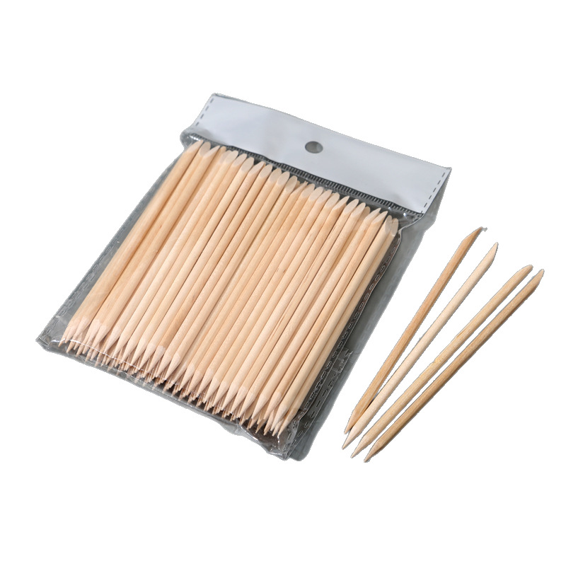 Manicura palo de madera de naranja 11,4 cm palo de madera de naranja de doble cabeza palo de taladro de puntos herramientas especiales para uñas Bolsas de bolígrafos de puntos para uñas