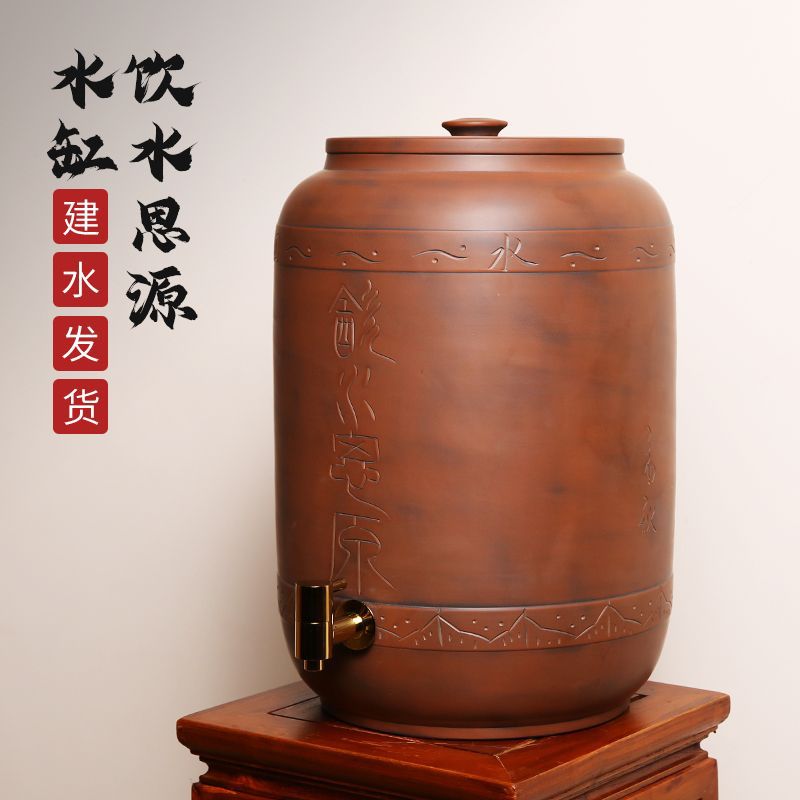 云南建水紫陶储水缸储水罐两用水龙头家用抽水式陶瓷净水缸小水缸