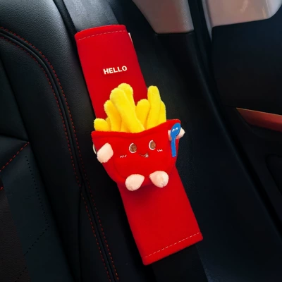 Car Seat Belt Cover Shoulder Pad Cute Plush Cartoon Car Seat Belt Decoration Car Shoulder Strap Shoulder Pad for Women (Seat belt shoulder pad) - toy-french-fries-spoon-red-velvet-shoulder-strap