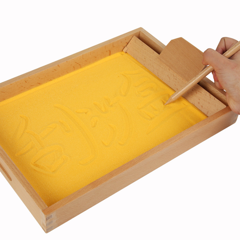 Educación temprana Montessori jardín de infantes bandeja de arena material didáctico niños bebé arena pintura caja de arena jardín de infantes caligrafía práctica bandeja