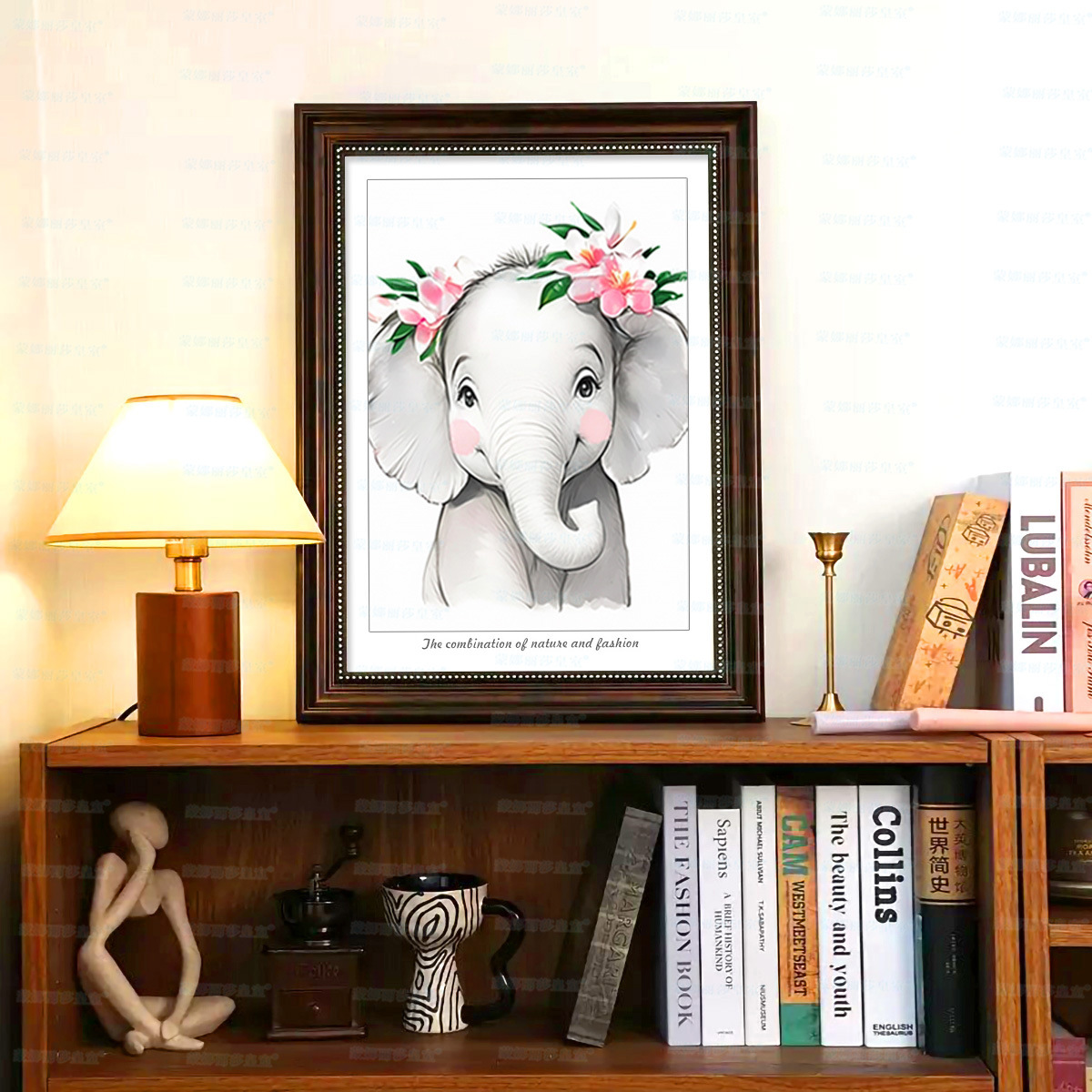 Mona Lisa Real Animal Combinado - Elephant Cute Cartoon Miniature Moderno Minimalista Transfronterizo