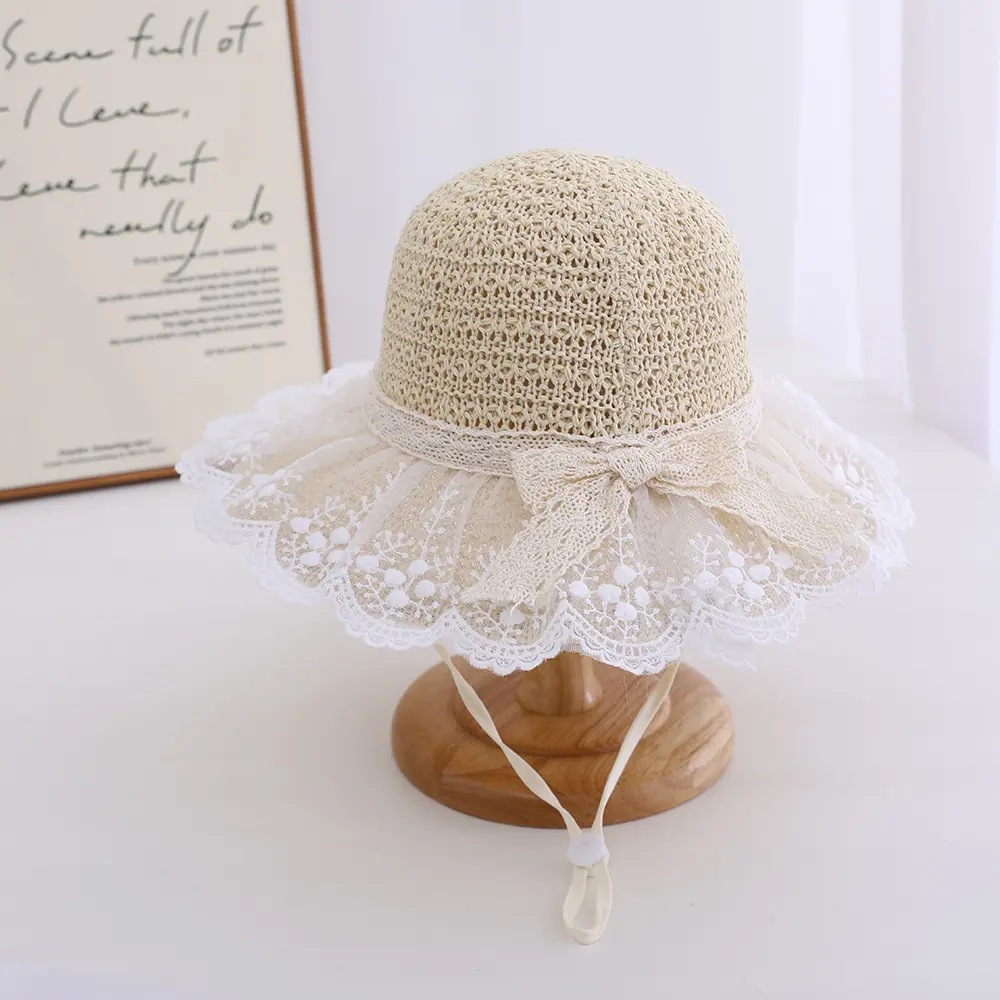 Sombrero para el sol para niñas Sombrero para el sol para niñas de estilo fino de verano Sombrero para el sol Sombrero de paja para niños de princesa de playa linda