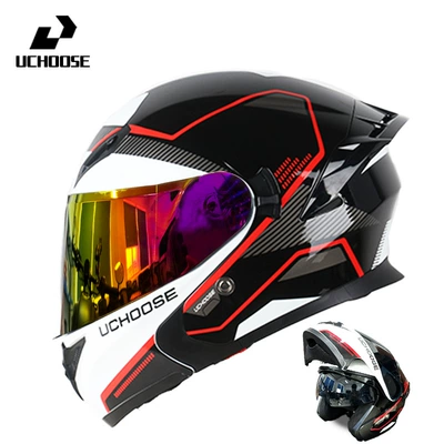 Helmet with Bluetooth Safety, Motorcycle Safety Supplies - red-on-gold-plated-red-comes-with-transparent-mirror-bluetooth-headset-m