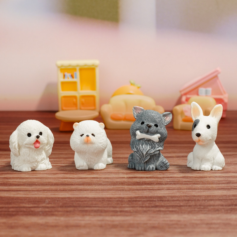 Muñeca de dibujos animados cachorro animal muñeca micro paisaje resina decoración de escritorio coche accesorios de artesanía