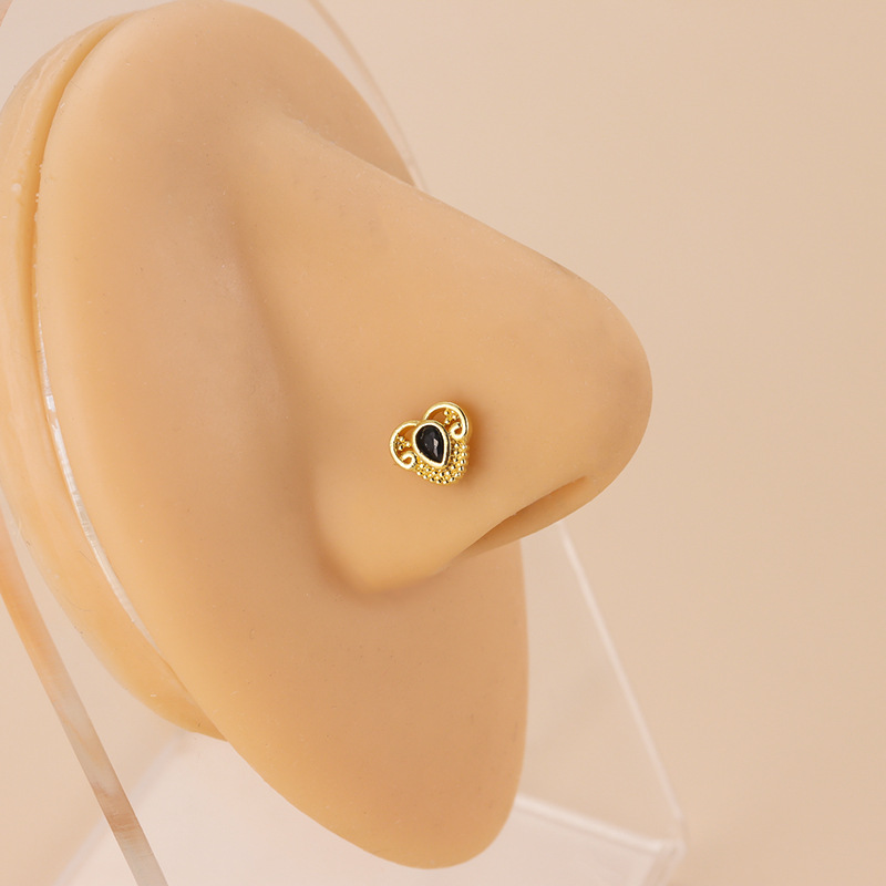 Fashion Geometric Stainless Steel Plating Artificial Gemstones Nose studs 1 Piece