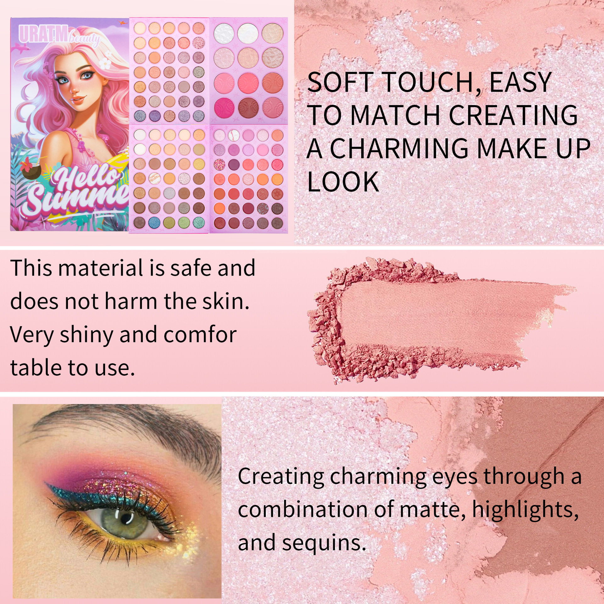 Cross-border 117-color folding eyeshadow palette, four-layer matte, pearlescent blush contour, high-gloss one-piece makeup palette undefined