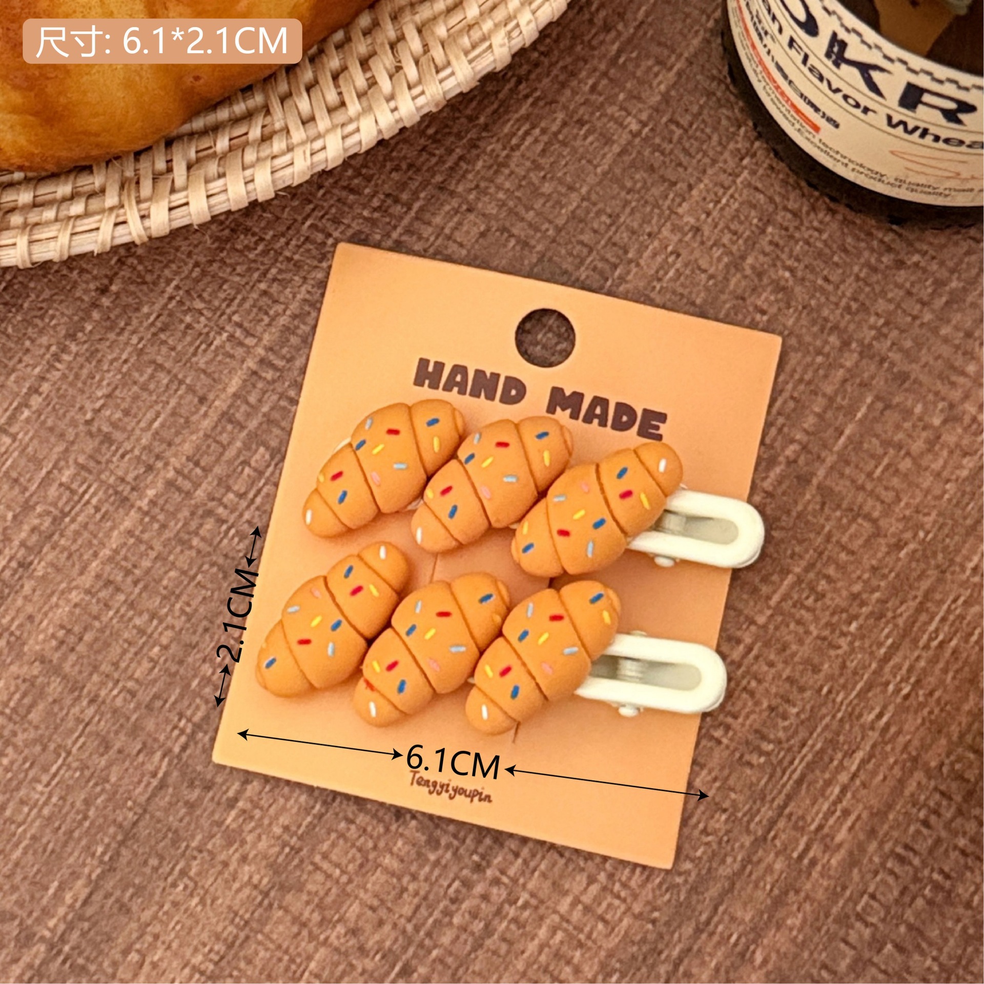 Primavera y verano lindos pan de dibujos animados azúcar calabaza peluche clip para el cabello de la niña de peluche amplio clip lateral clip para el cabello