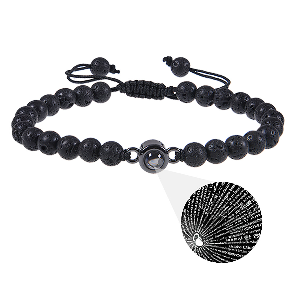 100 Language Projection Beaded Bracelet With Volcanic Stone_voghion.com