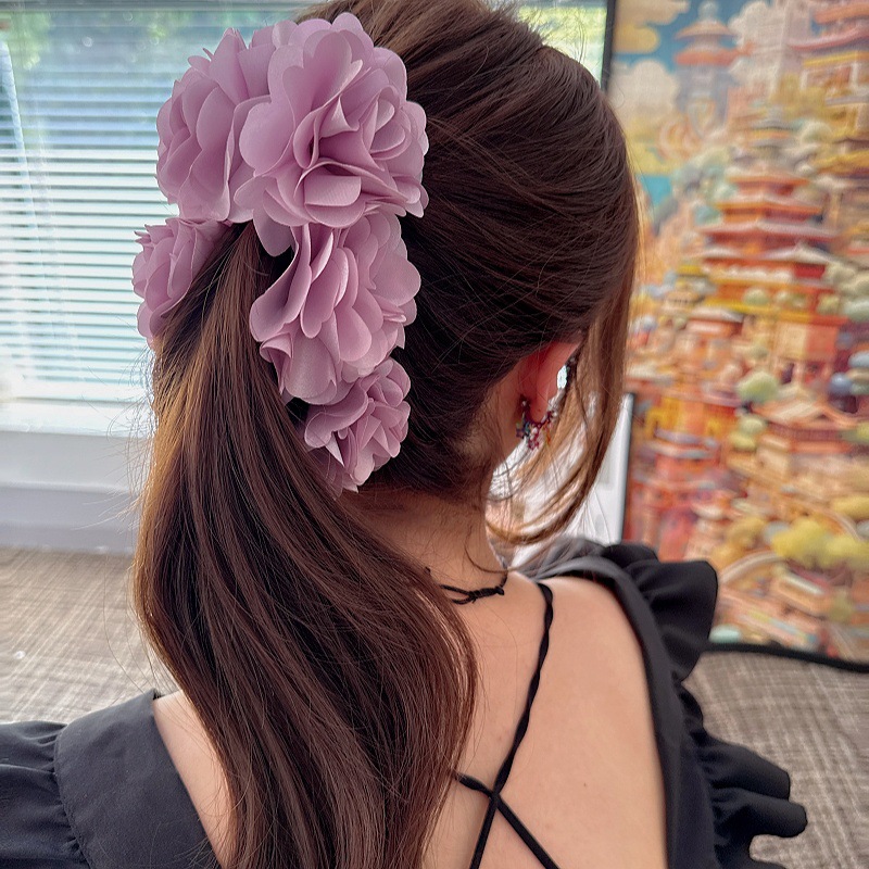 Vintage stijl wijnrode bloem haarclip elegante boho haarspeld_voghion.com