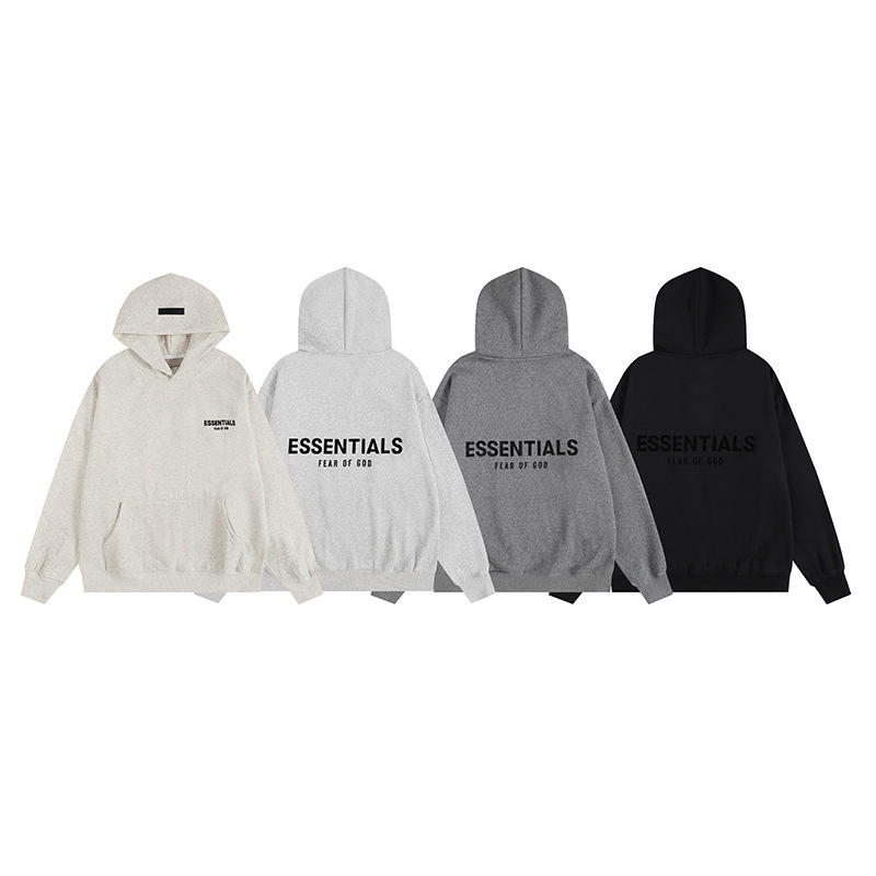 Cross-Border American Fog New Black Letter Essential Pullover Hooded Sweatshirt for Men and Women Fleece-Lined High Street Hoodie