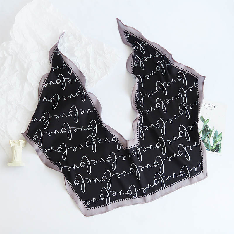 2025 nuevo bufandas de seda hexagonal bufandas de hombro alta sensación de moda de diseño minimalista de seda simulada bufandas temperamento universal