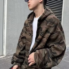 百搭迷彩开衫外套男女新款美式潮流卫衣时尚秋季情侣同款拉链外套