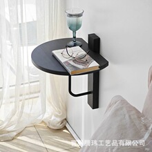 墙上收纳架壁挂式卧室床头简约书架黑色背景墙摆件实木整理展示架