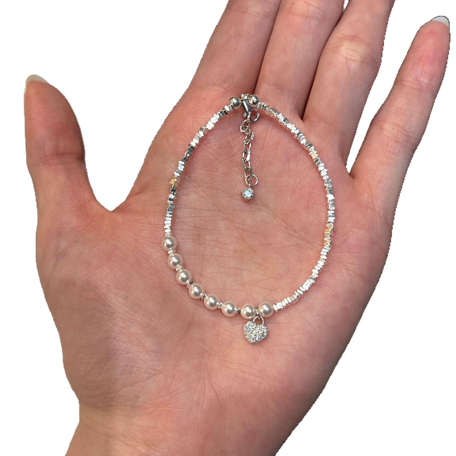Новый браслет Love из серебра S925 с несимметричной сломанной серебряной жемчужиной, сверкающий Diamond, женский нишевый изысканный браслет Bestie SM