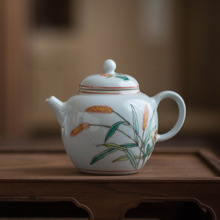 观云拟古春归小品壶复古中式泡茶壶白瓷手绘釉上彩国风陶壶茶具