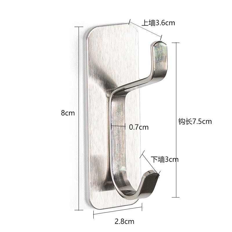 Ganchos de pared de acero inoxidable 304, adhesivos fuertes, sin necesidad de taladro