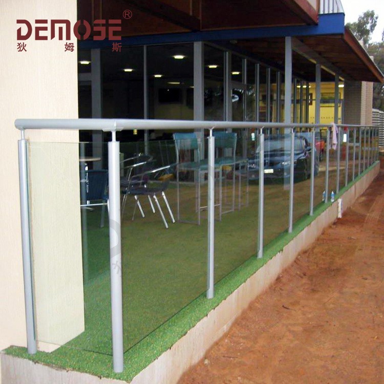 磨砂玻璃栏杆 铝合金立柱玻璃栏杆 商店围栏厂家直销坚固防攀爬