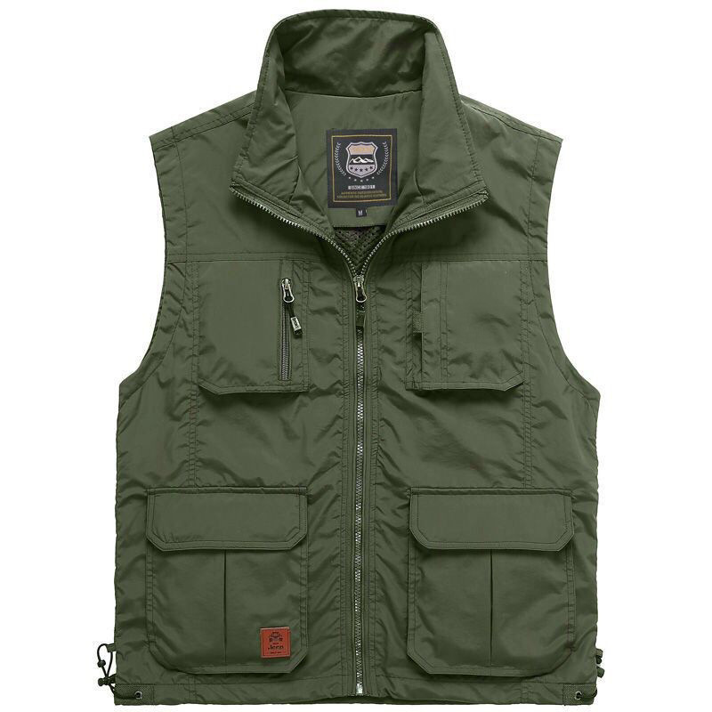 Outdoor Casual Mesh Vest Men's Multi-Pocket Photography Fishing Vest Middle-aged and Elderly Vest Men's Custom logo