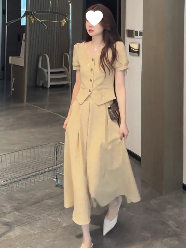 高级感千金气质小香风套装裙两件套女夏季时尚洋气半身裙短款上衣|undefined