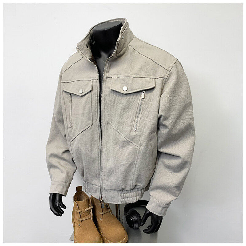 春の新型蛇年限定の山アナコンダのジャケットの重いポンドの短いタイプの工装のコートの男性のファッションのデザイン感の上着の潮