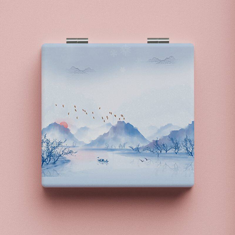 Creative antique-style mini handheld mirror, portable makeup mirror, retro double-sided folding mirror