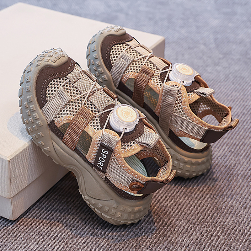 Sandalias Deportivas con Botón para Niños, Transpirable y Antideslizante para Playa