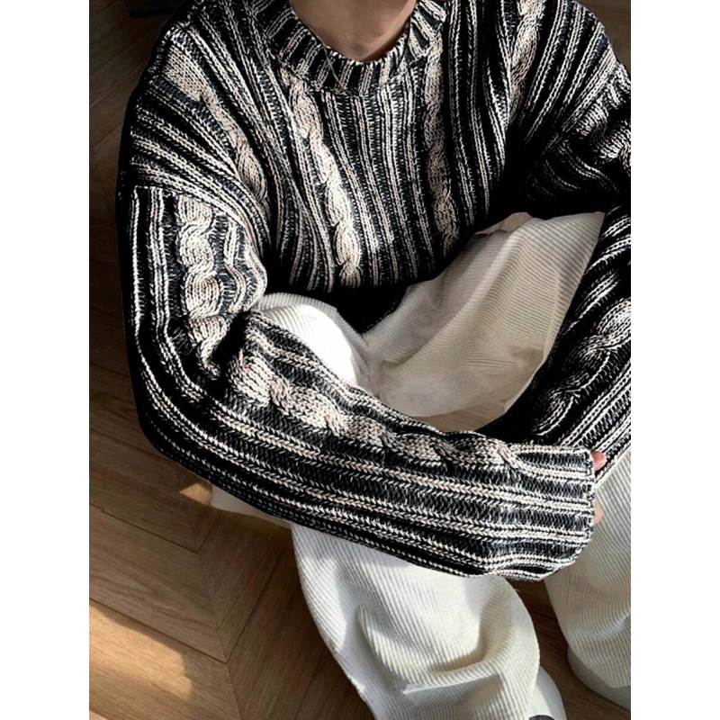 M 42315 Stripe Color Block Couple Sweater 条纹撞侣毛衣