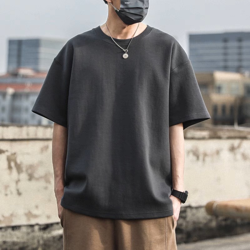 Pure Cotton Short-Sleeved T-Shirt for Men and Women in Summer Ins Hong Kong Style Trendyy Half-Sleeved Loose Simple Casual Couple Wear T-Shirt for Men