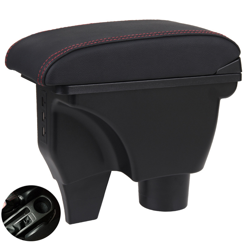 Toyota For Toyota Vios Armrest Box 2014-2017 Central Armrest Modified (Armrest box) - super-fiber-leather-black-red-line
