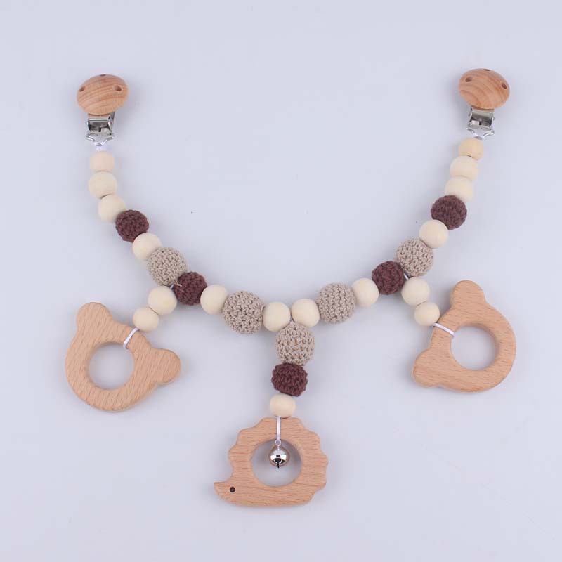 Bebé de dibujos animados haya elefante mordedor creativo campana lana bola cuentas madera molar colgante carro cadena juguete