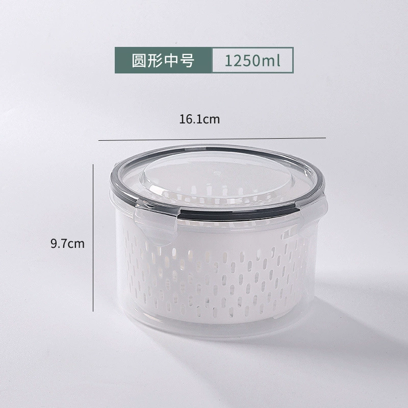 Double‑layer draining food storage box, transparent food‑grade, multiple sizes & sets