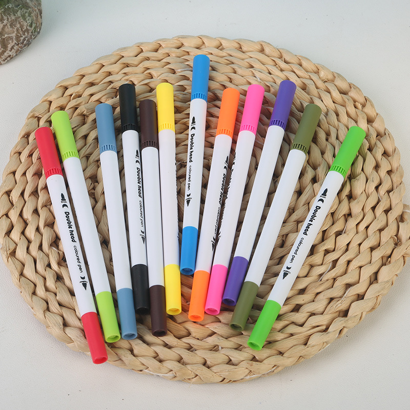 Bolígrafo de acuarela de doble cabeza en caja de pvc transfronterizo a base de agua para niños, bolígrafo de gancho de cabeza suave, pincel de pintura de anime de 120 colores