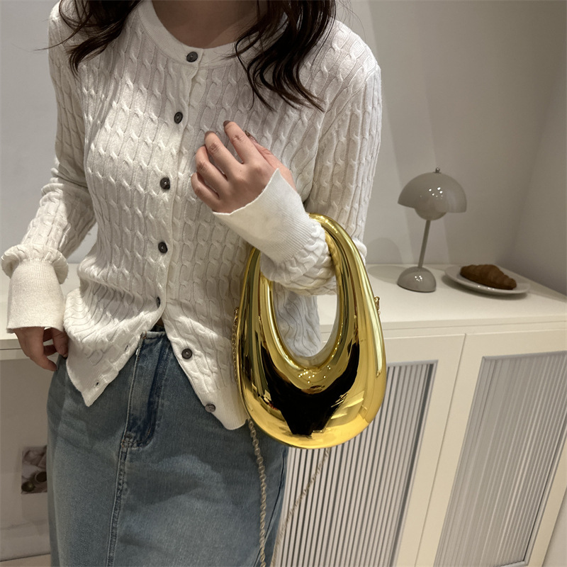 아크릴 하드 쉘 박스 가방 2024 국경 새로운 질감 패션 디너 백 체인 여성용 가방 팔 가방