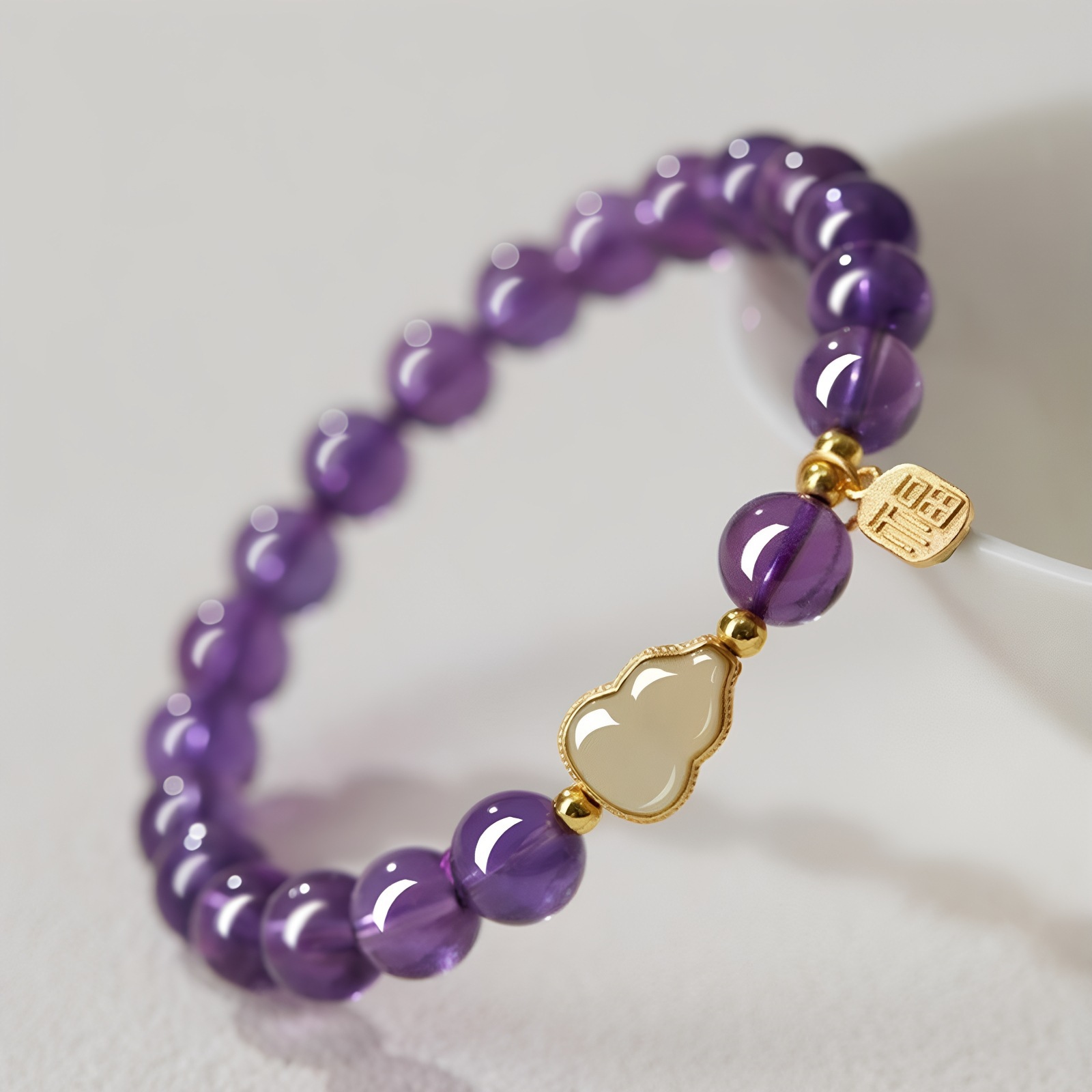 Cross-Border Imitation Amethyst Bracelet, Gourd-Shaped Hand Jewelry for Women, Gift for Mom, New Style, Light Luxury, Niche, Simple, Versatile Bracelet Wholesale